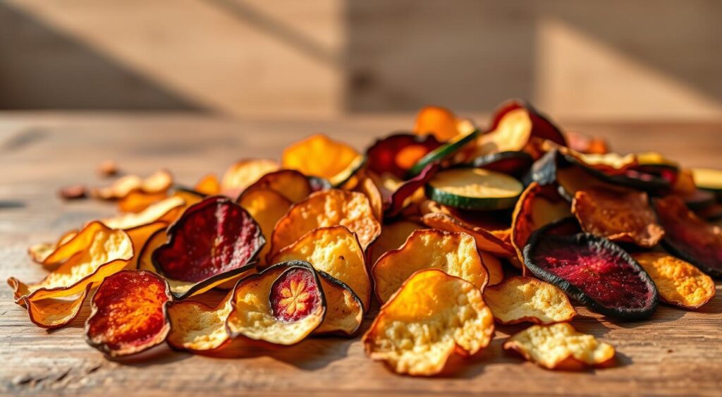 chips de vegetais assados